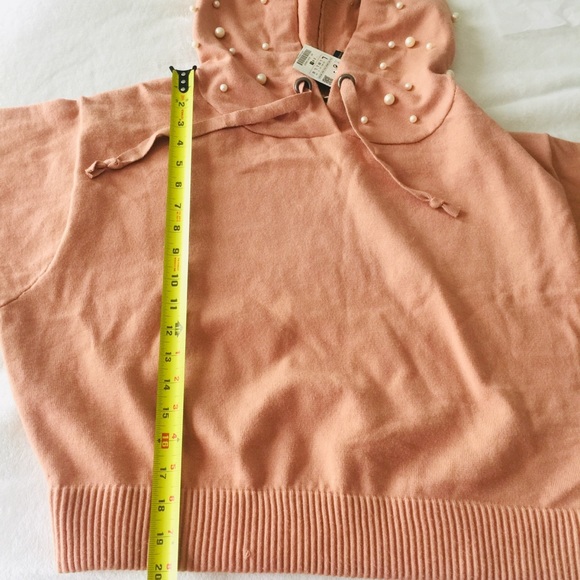 NWT ZARA knit hooded pearl pink sweatshirt top L - Picture 7 of 8